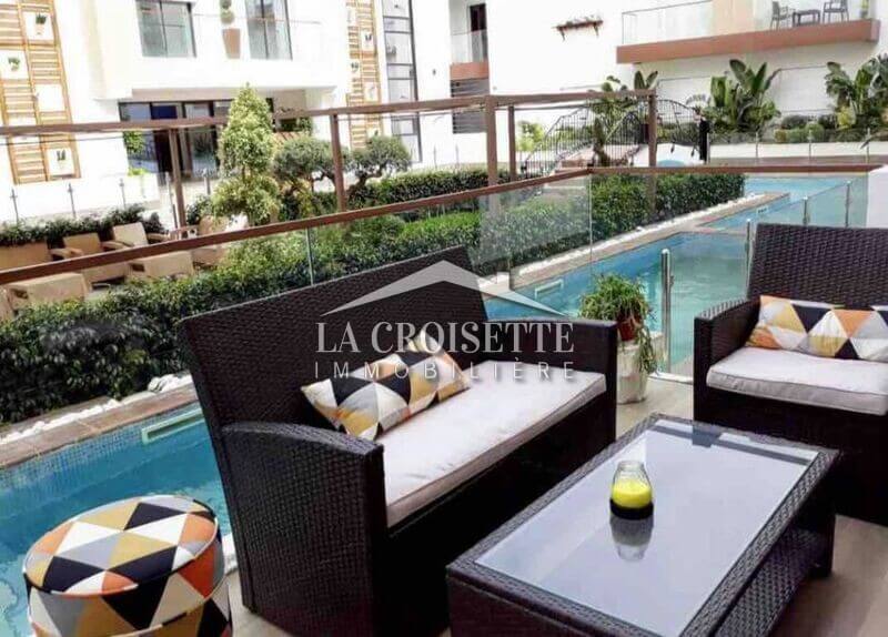 S+2 meublé avec piscine collective à La Soukra