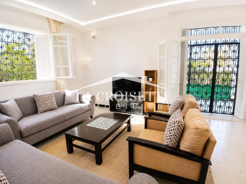 Rez-de-chaussée de villa meublé S+3 avec jardin